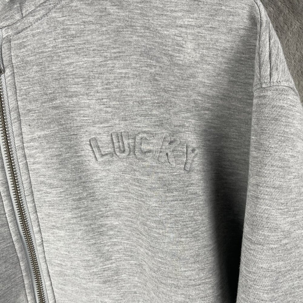 Lucky Brand LUCKY Zip Hoodie Women’s S Gray Full Zip Embossed Logo Soft Stretch - Picture 7 of 7
